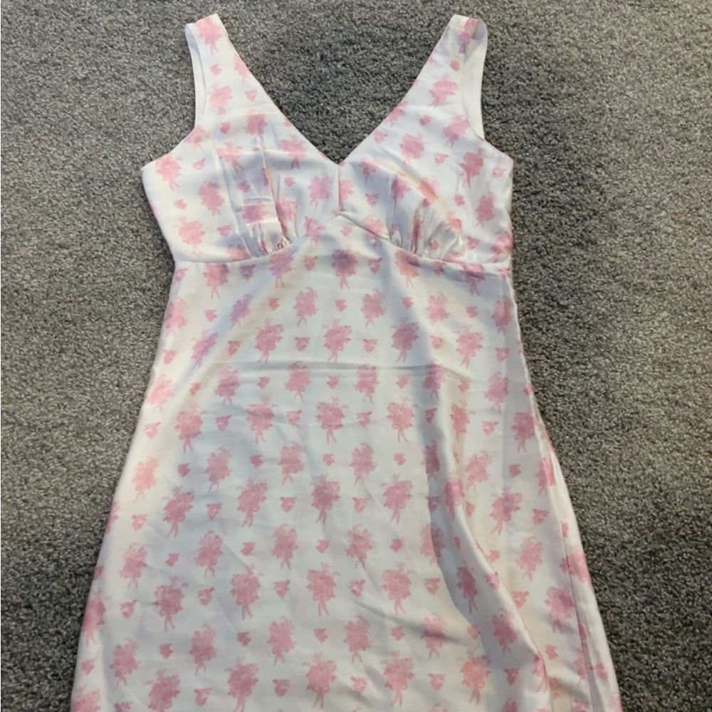 Jessica Simpson Pink and White Mini Dress with Floral Pattern